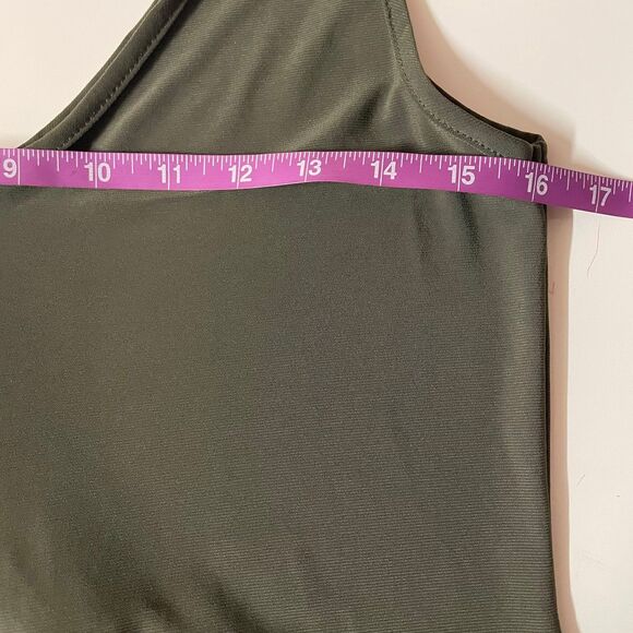 Tash + Sophie Dark Olive Green Asymmetrical Hem Jumpsuit NWT Size XS - Picture 7 of 10